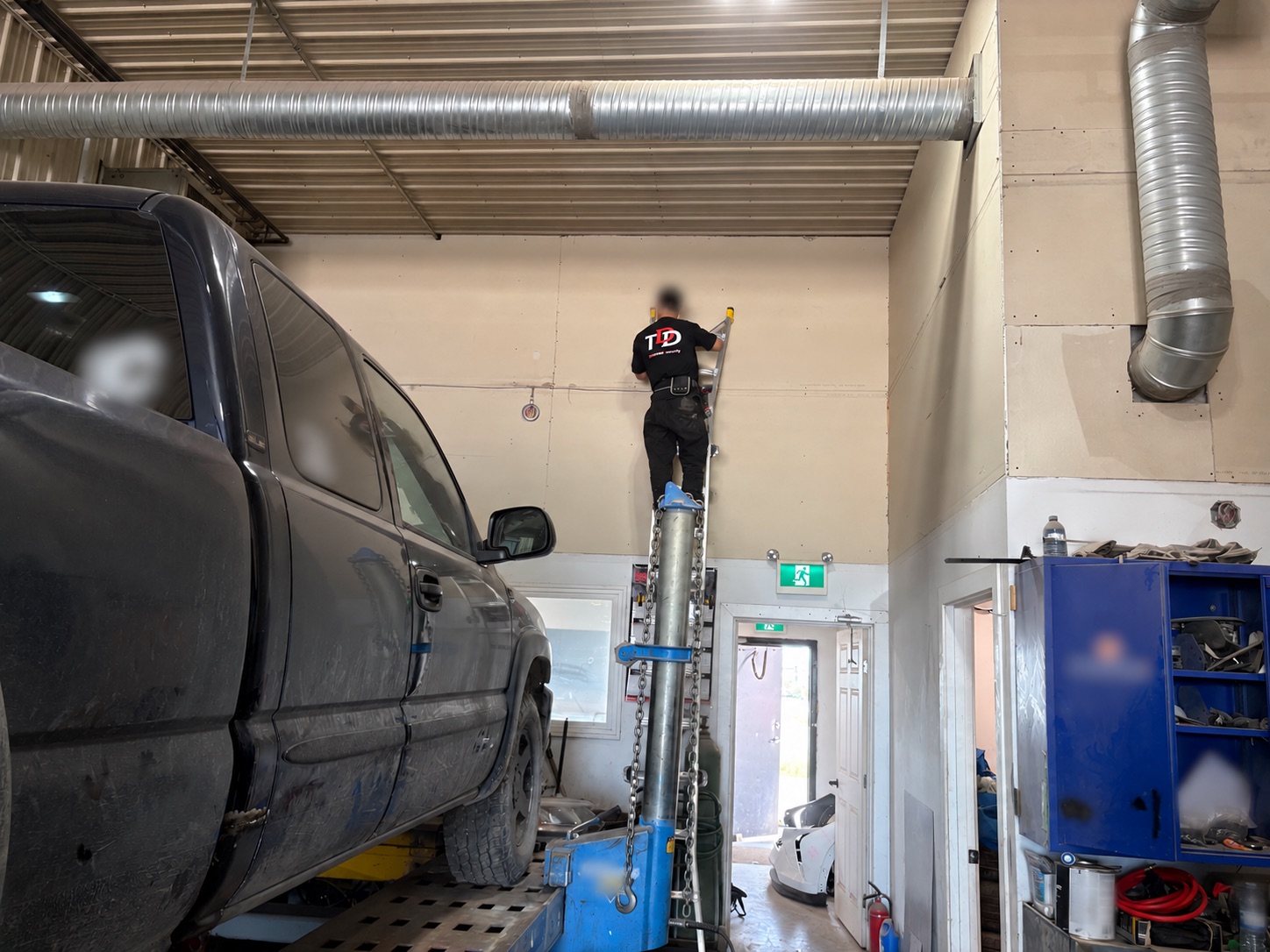 TDD CCTV installation in an automotive workshop