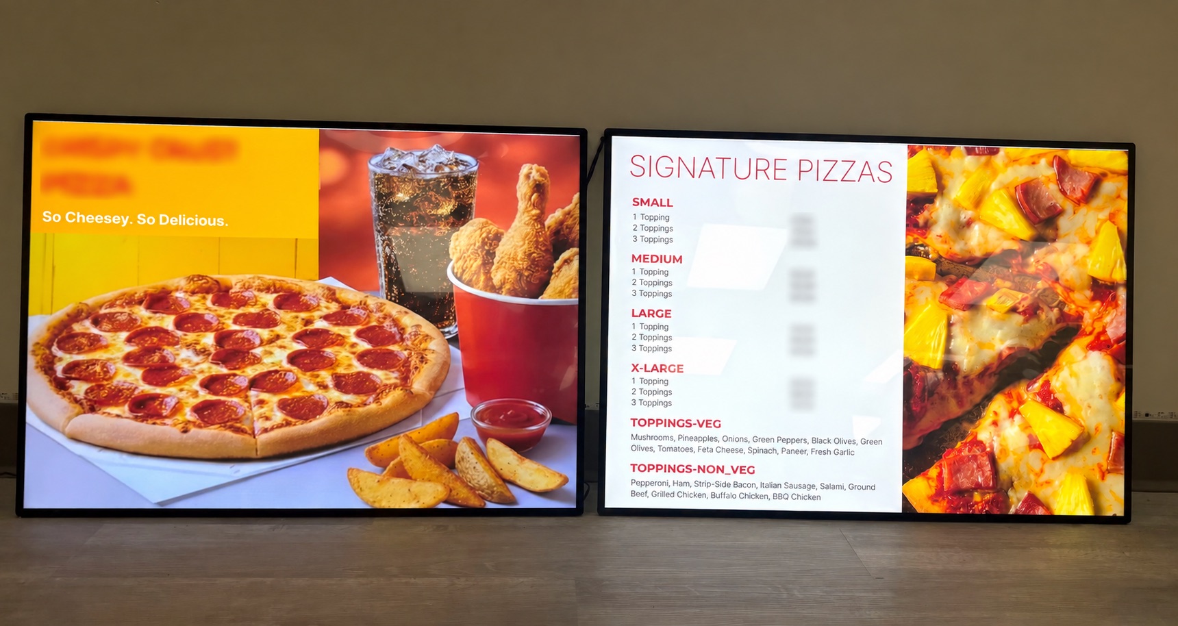 Winnipeg advertising and menu lightboxes